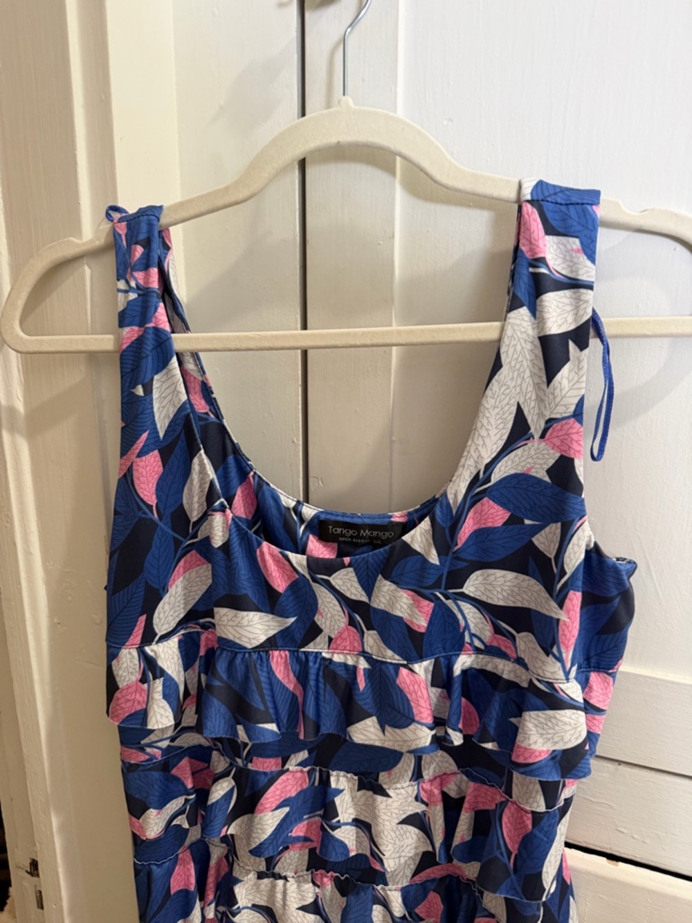 Sleeveless Blue & Pink Ruffle Mini Dress - Picture 6 of 7